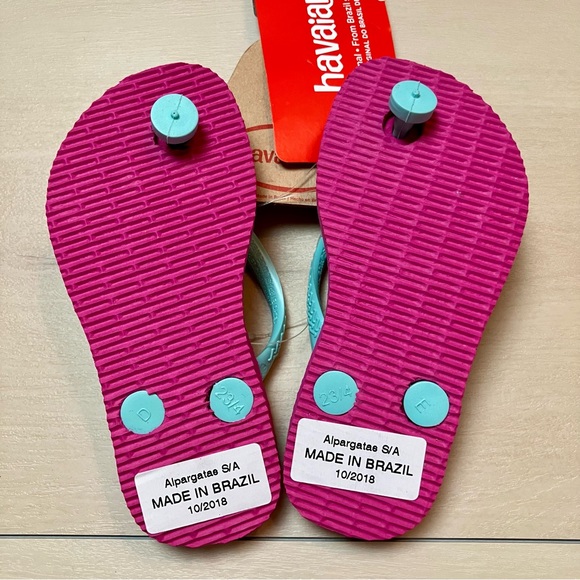 Havaianas toddler pink teal flip flops beach summer 23/24 9C  🩴 - Picture 5 of 7